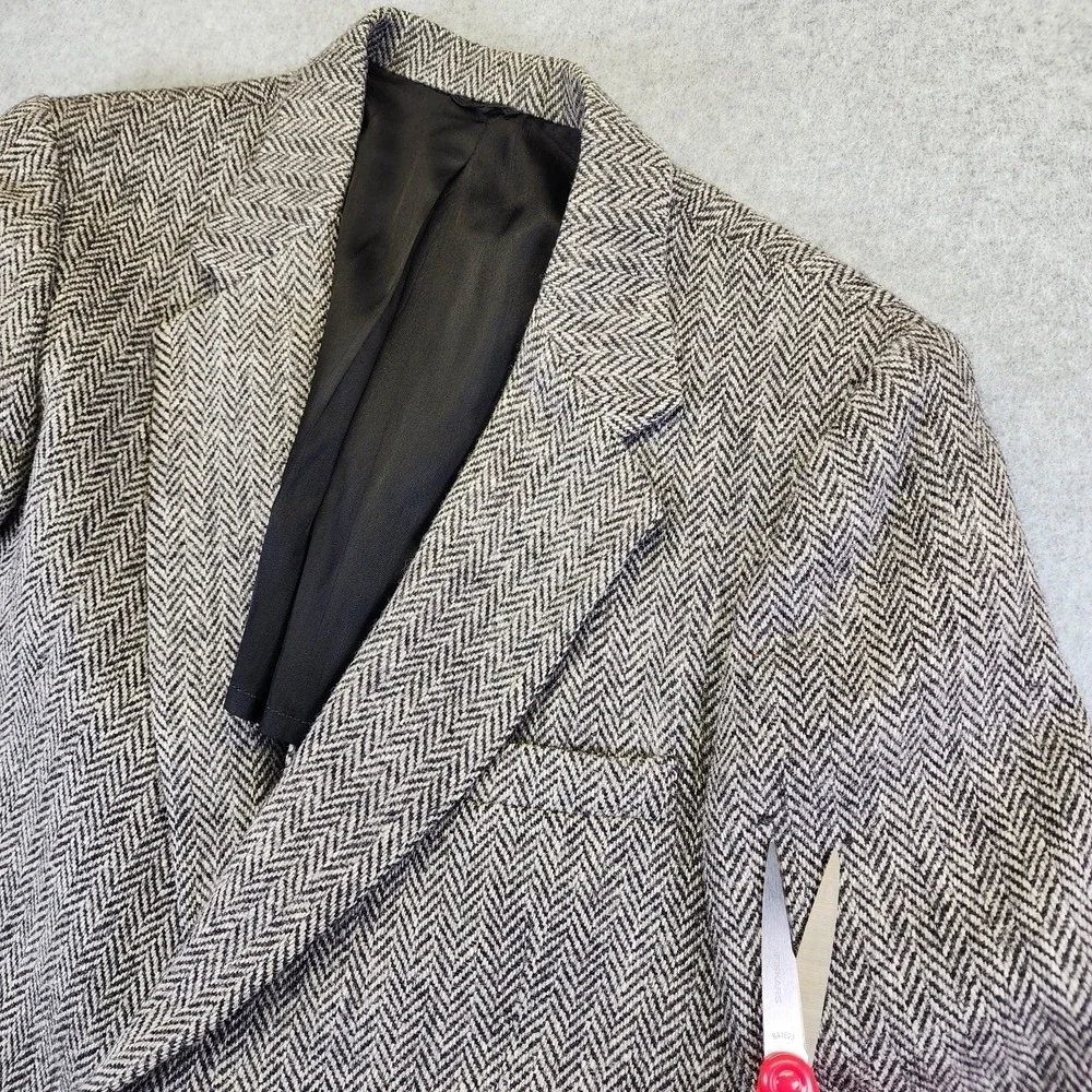 Stafford Harris Tweed Mens 42R Gray Blazer Sports Coat Wool Herringbone **READ**